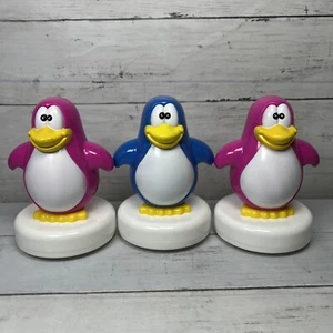 Club Penguin Figures 3 RARE Toy Figure Pink Blue Large 5” Plastic Wobbles - Picture 1 of 13