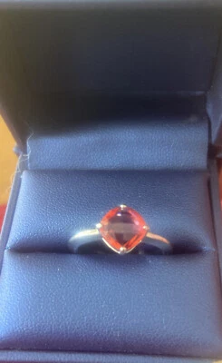 GENUINE Swan Signed SWAROVSKI  Pink Faceted Crystal SilverTone Ring Size 7.75 CE - Image 1 of 4