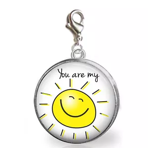 You Are My Sunshine Glass Top Clip On Charm Bracelets Purse Charm Handmade Gift - Picture 1 of 2
