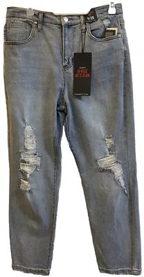 Изогнутые джинсы с высокой талией 90-х Mom серые искусственно состаренные размер 9/29 Y2K гранж уличная одежда - Изображение 1 из 4