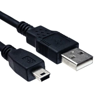 USB 2.0A Male to Mini USB 5 Pin B Data Charging Cable Cord Adapter 3Ft/1m Black - Foto 1 di 2