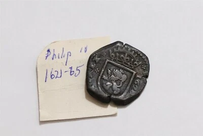 🧭 🇪🇸 SPAIN PHILLIP IV 8 MARAVEDIS 1621 SHARP DETAILS B75 #Z6475 - Image 1 of 4