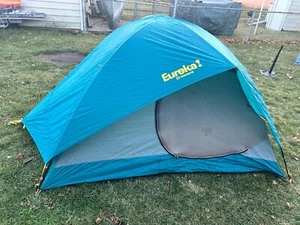 Rare Eureka Crescent 3 Tent complete w/ground cover Turquoise Grey Gold - Picture 1 of 21