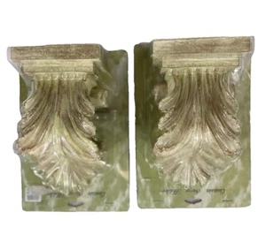 Due portatende Swag verde chiaro asta oro sciarpa mensole design foglia decorazione - Foto 1 di 11