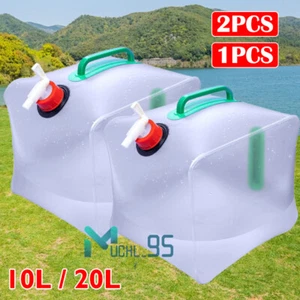 Collapsible Water Container w/ Spigot Outdoor Camping Water Storage Carrier Jug - Picture 1 of 39