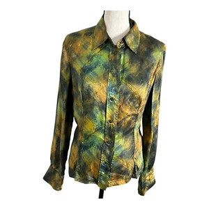Jean Paul Gaultier Femme Italy Multicolor Print Viscose Button Down Blouse Sz 6 - Picture 1 of 18