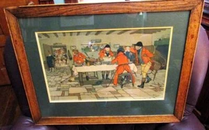 Antique C. Aldin Lithograph of Fallowfield Hunt "The Breakfast..." 12" x 19" - Picture 1 of 6
