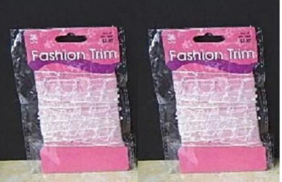 Borde de moda 1" de ancho x 36" blanco transparente con cuentas - 2 paquetes Foto 1 de 2