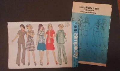 Vtg Maternity Simplicity Pattern #7406 Size 12 Dress Top Skirt Pants NewOldStock - Image 1 of 2