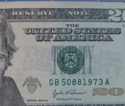 Birthday, Anniversary  MAY 8 or AUG 8, 1973 -50881973  Fancy  $20 Dollar Bill - Image 1 of 3