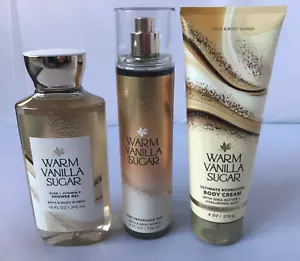 Bath & Body Works WARM VANILLA SUGAR Mist Body Cream Shower Gel 3Pcs Gift SET - Picture 1 of 1