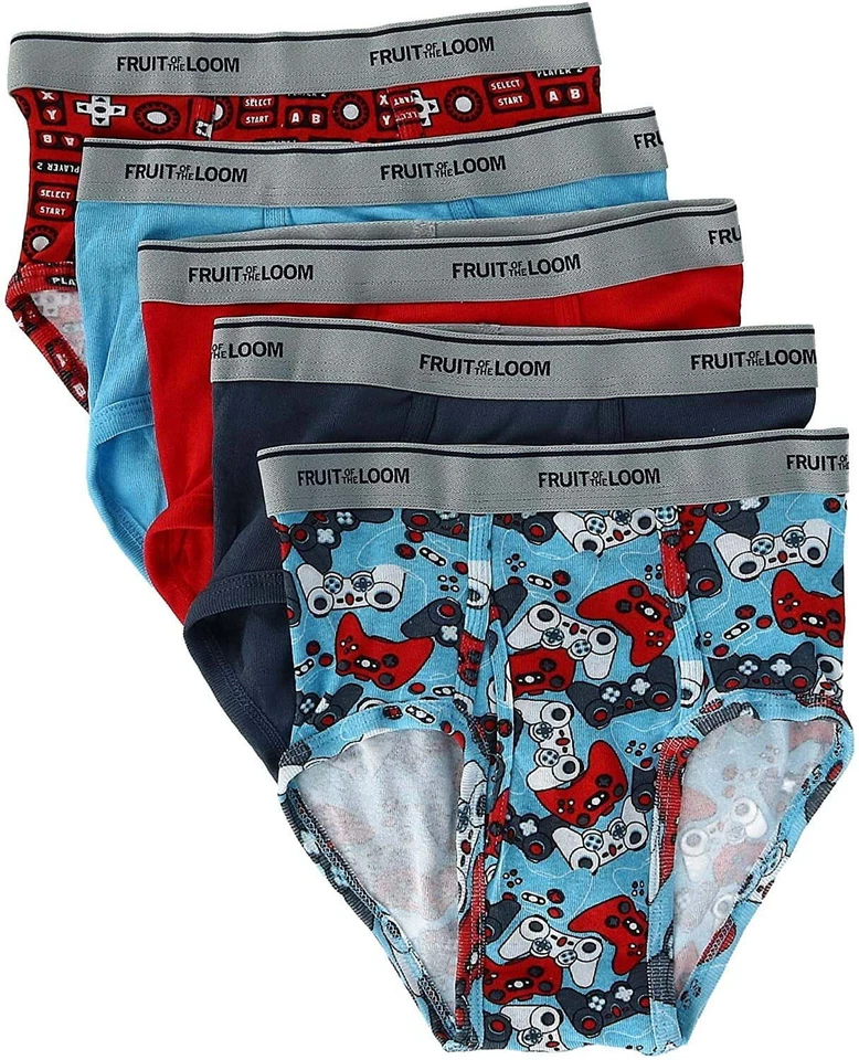 Calzoncillo de moda liso estampado 5pk Fruit of the Loom para niños Foto 1 de 1
