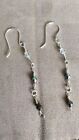 Handmade Earrings, sterling silver ear hooks, three different crystal beads