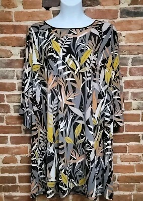 Vestido de malha Bob Mackie Tropical Paradise estampa sela marrom XXL - Imagem 1 de 4