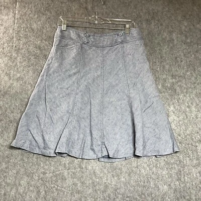 Falda Ann Taylor Mujer Mediana Azul Bolsillos Lino Cápsula Cottage Coastal Informal Foto 1 de 4