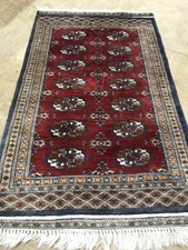 Vintage Handmade Bokhara Oriental Rug Size:95x58 Cm