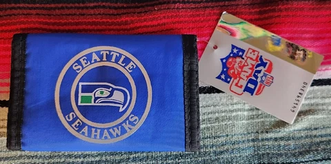 Seattle Seahawks Wallet NFL NWT Tri-Fold Nylon Vintage 90s Rare Cover