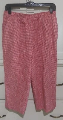 Allison Daley Pants Womens Petite 12P Elastic Waist Red Plaid - Image 1 of 3
