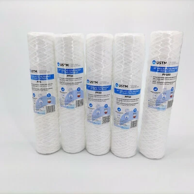 10pk 50 Micron Yarn String Wound Sediment Water Filter 10" PP50 FCPP50 - Image 1 of 2