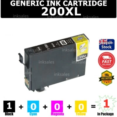 1x Generic 200XL 200 XL T2001 Ink Cartridge Black For Epson WF 2510 2520 2530 - image 1 of 2