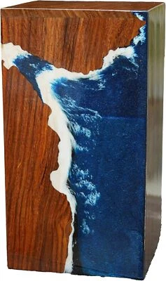 Urnas de madera de resina epoxi para medio humano (9'X5,5") 180cu/in, azul y blanco  Foto 1 de 4
