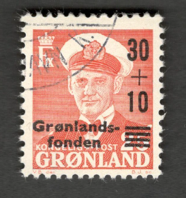 1958 Groenlandia Sc #B2 semipostal 30+10 sello postal usado CV $5,25 Foto 1 de 1