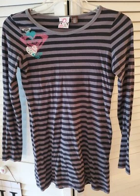 Top de niña Roxy a rayas negras y tostadas talla grande♡♡ Foto 1 de 4