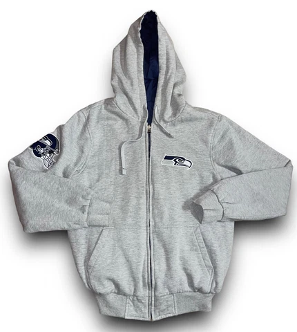 Mens Small Seattle Seahawks NFL Reversible Hoodie Jacket Sweatshirt Full Zip Cover