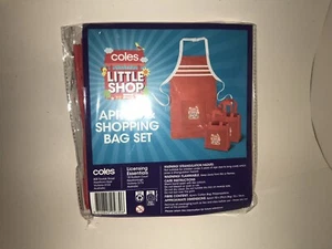 Coles Little Shop 2 mini collectables apron and shopping bag set New Free Post - Picture 1 of 3