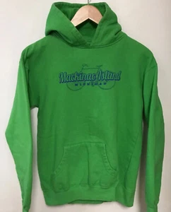 Girls Youth Beach Hooded Sweatshirt Mackinac Island MI Sz XL Kelly Green Bicycle - Picture 1 of 9