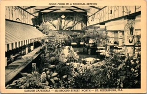 Garten Cafeteria St. Petersburg Florida Vintage Postkarte B37. - Bild 1 von 2