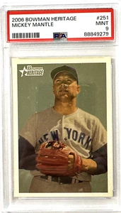 2006 Bowman Heritage 251 Mickey Mantle HOF NY Yankees PSA 9 Mint RARE💥⚾ - Bild 1 von 7