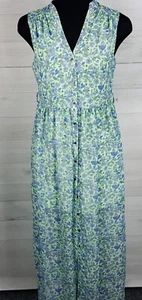 Alice Through the Looking Glass MED Floral Maxi Dress Sleeveless Green Blue - Picture 1 of 8