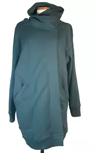 Soft Surroundings Sweatshirt XLarge Green Go Lively Wrap Jacket Attached Scarf - Picture 1 of 12