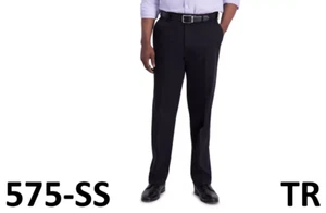 Haggar Men's Iron Free Premium Khaki Classic Fit Flat Front Pant Black 44WX29L - Picture 1 of 4