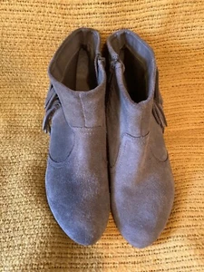 Nine West Unity Stiefeletten, Absatz, hellbraunes Wildleder, Fransen, Western, 7-7,5  - Bild 1 von 8