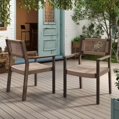 SILLA DE COMEDOR TRENZADA Marrón Claro (JUEGO DE 2) Foto 1 de 4