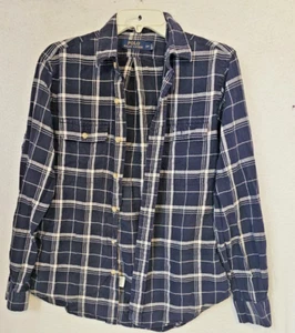 Polo Ralph Lauren Long Sleeve Button up Flannel Shirt Men’s Small wht/blu Plaid - Picture 1 of 5