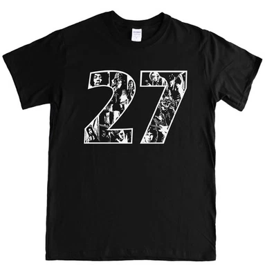 GILDAN 27 CLUB T-shirt, Jimi Hendrix, Kurt Cobain, Morrison, The Doors, Nirvana S - 5XL