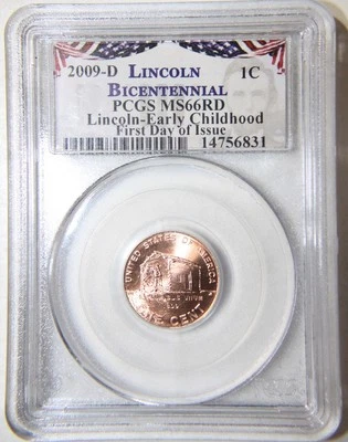 2009 D Lincoln Bicentennial Early Childhood PCGS MS66RD [14756831] - Image 1 of 4