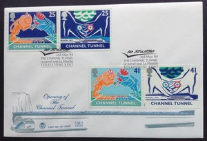 GB Stuart 1994 Juego de apertura de túnel de canal en cubierta de primer día, Le Shuttle S/H/S - Imagen 1 de 2