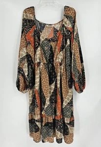Haptik Holly Harper Patchwork Print Bauernkleid Retro 70er Schulterfrei 2X - Bild 1 von 5