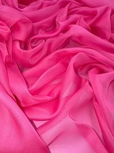 1 Meter Rose Pink Soft Cationic Chiffon 100% Polyester Fabric 58” Wide - Picture 1 of 3