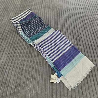 Bufanda Coldwater Creek tejida ligera lana azul a rayas 72x19 núcleo clásico Foto 1 de 4