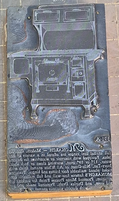 Antique Monarch Coal Stove 391-A  Letterpress Printing Block  Advertising Wood d - Image 1 of 3