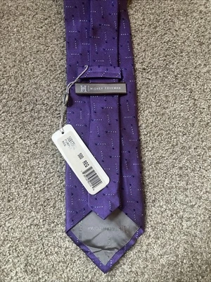 Corbata Hickey Freeman para hombre con puntos morados 100 % seda 58,5” x 3,25” hecha en EE. UU. Foto 1 de 3