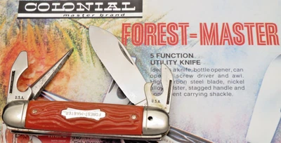 Vintage COLONIAL KNIFE CO USA FOREST MASTER Scout Knife Scarce Orange Handles A - Image 1 of 4