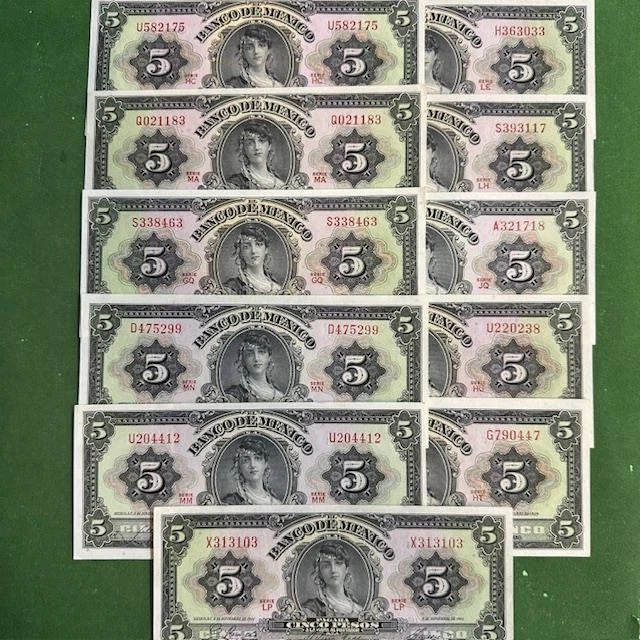 Billete de 5 pesos de México 1961 gitano 11 2 letras serie dif billetes sin circular Foto 1 de 1