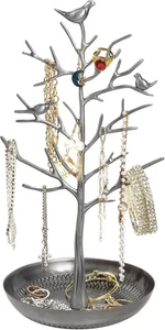 ChezMax Jewelry Display Necklace Earring Organizer Holder B-Metal silver  - Picture 1 of 6