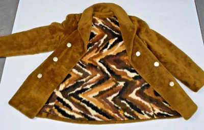 Vintage Pea Coat Trail Tracer Size S/M 60s Cinnamon Brown MCM Mod Lining MadeUSA - Image 1 of 4